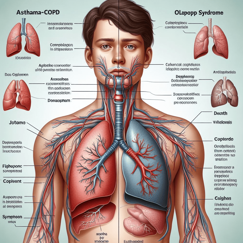 Diagram showing airway inflammation in ACOS